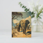 Elefantenherde Vintag Postkarte (Stehend Vorderseite)