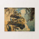 Elefantenherde Vintage Puzzle (Horizontal)