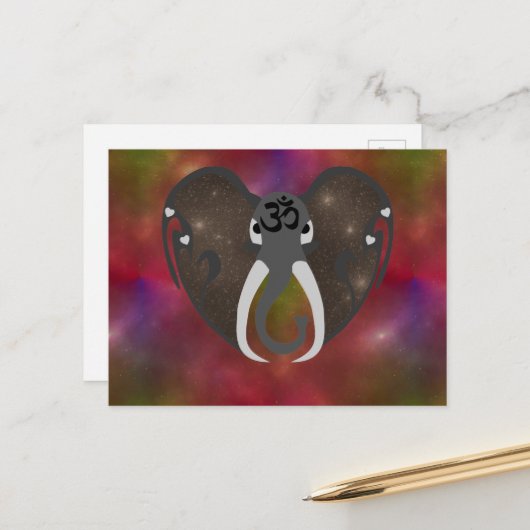 Elefantenhören auf den Kosmos Postkarte (Vorderseite/Rückseite Beispiel)