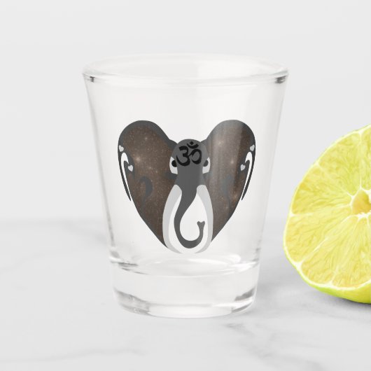 Elefantenhören auf den Kosmos Schnapsglas (Vorderseite)