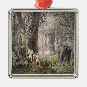 Elefantenjagd in der Region Logalla, von 'Trav Silbernes Ornament
