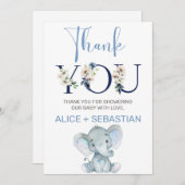 Elefantenjunge Dusche danke Karte. Einladung (Vorne/Hinten)