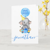 Elefantenjunge Geburtstagskarte Karte (Gelbe Blume)