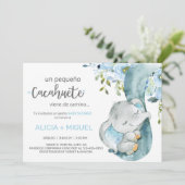 Elefantenkoffer & Baby, Babydusche einladen, Spani Einladung (Stehend Vorderseite)