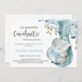 Elefantenkoffer & Baby, Babydusche einladen, Spani Einladung (Vorne/Hinten)