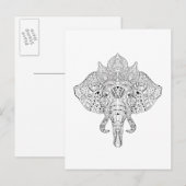 Elefantenkopf Inspiriert Doodle Postkarte (Vorne/Hinten)