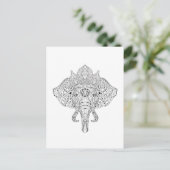Elefantenkopf Inspiriert Doodle Postkarte (Stehend Vorderseite)