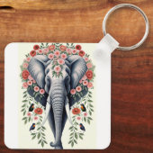 Elefantenkopf und Blume Schlüsselanhänger (Rückseite)