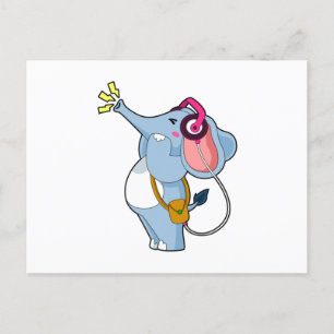 Elefantenkopfhörermusik Postkarte