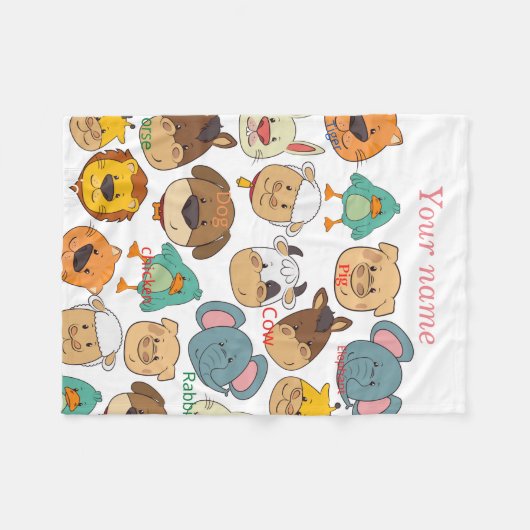 Elefantenkuh, weiße Kinder Fleecedecke (Vorderseite (Horizontal))