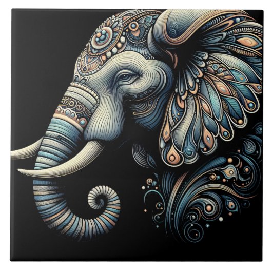 Elefantenkunst Fliese (Vorderseite)