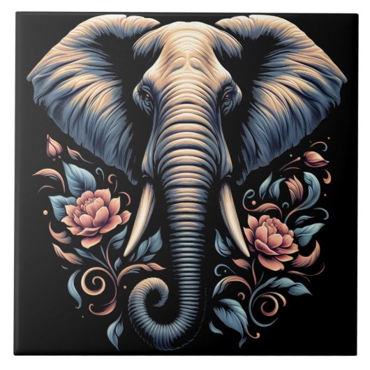 Elefantenkunst Fliese (Vorderseite)