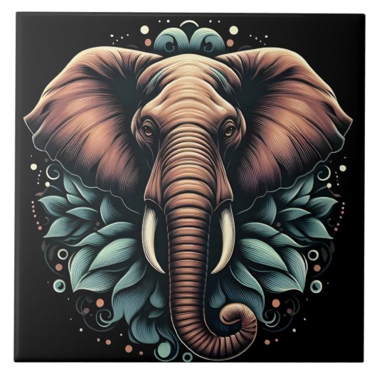 Elefantenkunst Fliese (Vorderseite)