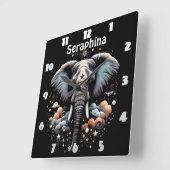 Elefantenkunst Quadratische Wanduhr (Winkel)