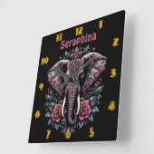 Elefantenkunst Quadratische Wanduhr (Winkel)