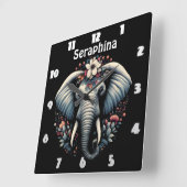 Elefantenkunst Quadratische Wanduhr (Winkel)