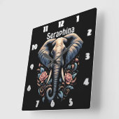 Elefantenkunst Quadratische Wanduhr (Winkel)