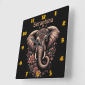 Elefantenkunst Quadratische Wanduhr (Winkel)