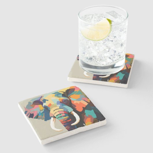 Elefantenkunst Steinuntersetzer (Seitenansicht)