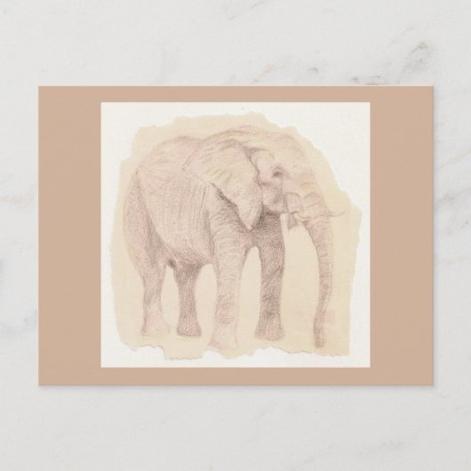 Elefantenkunstskizze Postkarte (Vorderseite)