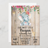 Elefantenmädchen, Einladung zum Geburtstag, weißes (Vorne/Hinten)