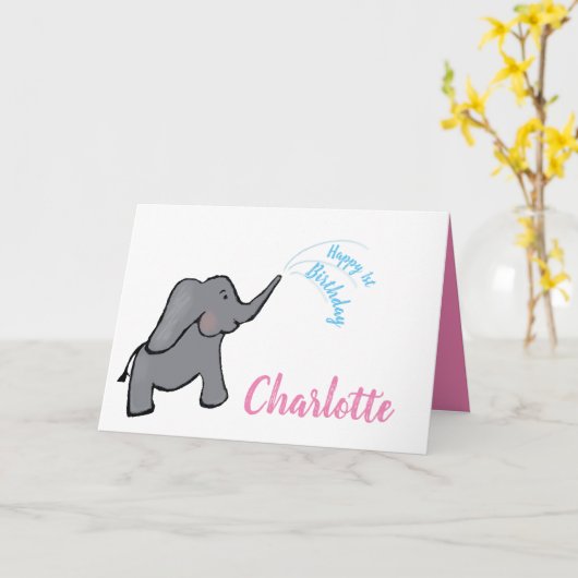 Elefantenmädchen Karte (Gelbe Blume)