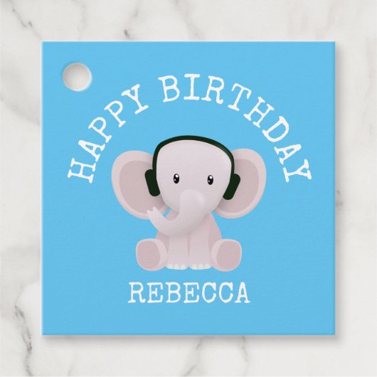 Elefantenmusik Geschenkanhänger (Vorderseite)