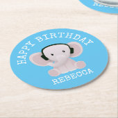 Elefantenmusik Runder Pappuntersetzer (Angewinkelt)