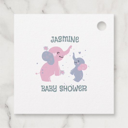 Elefantenmuster aus niedlichem Cartoon auf marineb Geschenkanhänger (Rückseite)