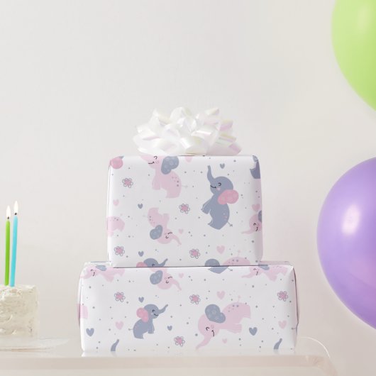 Elefantenmuster aus niedlichem Cartoon auf marineb Geschenkpapier (Partygeschenke)