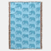 Elefantenmuster der Lotus-Blume, türkis Decke (Vorderseite Vertikal)