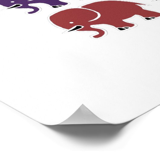 Elefantenmuster farbig poster (Ecke)