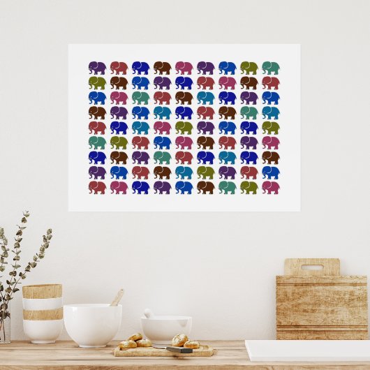 Elefantenmuster farbig poster (Küche)
