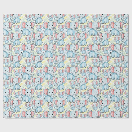 Elefantenmuster Geschenkpapier (Flach)