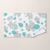 Elefantenmuster, Niedliche Elefanten - Blau grau Badhandtuch Set (Handtuch)