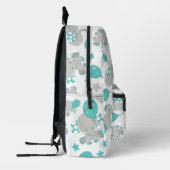 Elefantenmuster, Niedliche Elefanten - Blau grau Bedruckter Rucksack (Links)