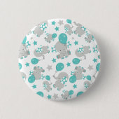 Elefantenmuster, Niedliche Elefanten - Blau grau Button (Vorderseite)