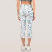 Elefantenmuster, Niedliche Elefanten - Blau grau Capri Leggings (Rückseite)
