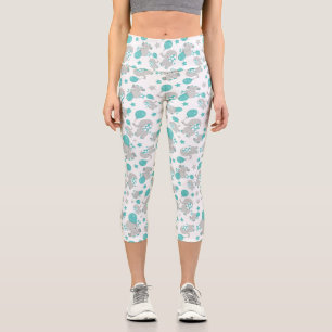 Elefantenmuster, Niedliche Elefanten - Blau grau Capri Leggings