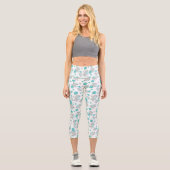Elefantenmuster, Niedliche Elefanten - Blau grau Capri Leggings (Vorderseite)