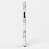 Elefantenmuster, Niedliche Elefanten - Blau grau Case-Mate iPhone Hülle (Hinten/Rechts)