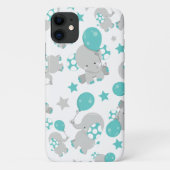 Elefantenmuster, Niedliche Elefanten - Blau grau Case-Mate iPhone Hülle (Rückseite)
