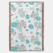 Elefantenmuster, Niedliche Elefanten - Blau grau Decke (Vorderseite Vertikal)