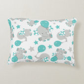 Elefantenmuster, Niedliche Elefanten - Blau grau Dekokissen (Rückseite)