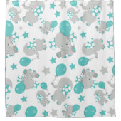 Elefantenmuster, Niedliche Elefanten - Blau grau Duschvorhang (Vorderseite)