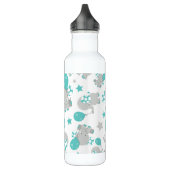 Elefantenmuster, Niedliche Elefanten - Blau grau Edelstahlflasche (Links)