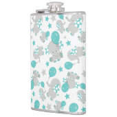 Elefantenmuster, Niedliche Elefanten - Blau grau Flachmann (Links)