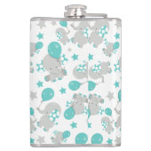 Elefantenmuster, Niedliche Elefanten - Blau grau Flachmann (Rückseite)