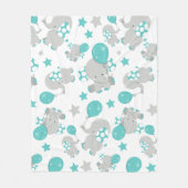 Elefantenmuster, Niedliche Elefanten - Blau grau Fleecedecke (Vorderseite)
