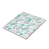 Elefantenmuster, Niedliche Elefanten - Blau grau Fliese (Seite)